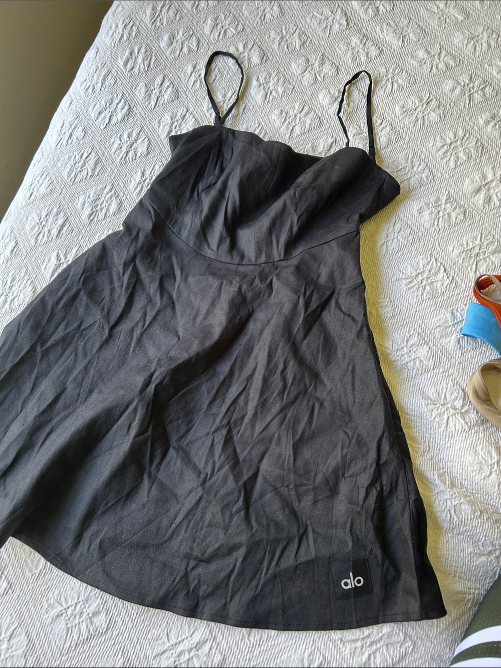 ALO Yoga Black Spaghetti-Strap Mini Dress